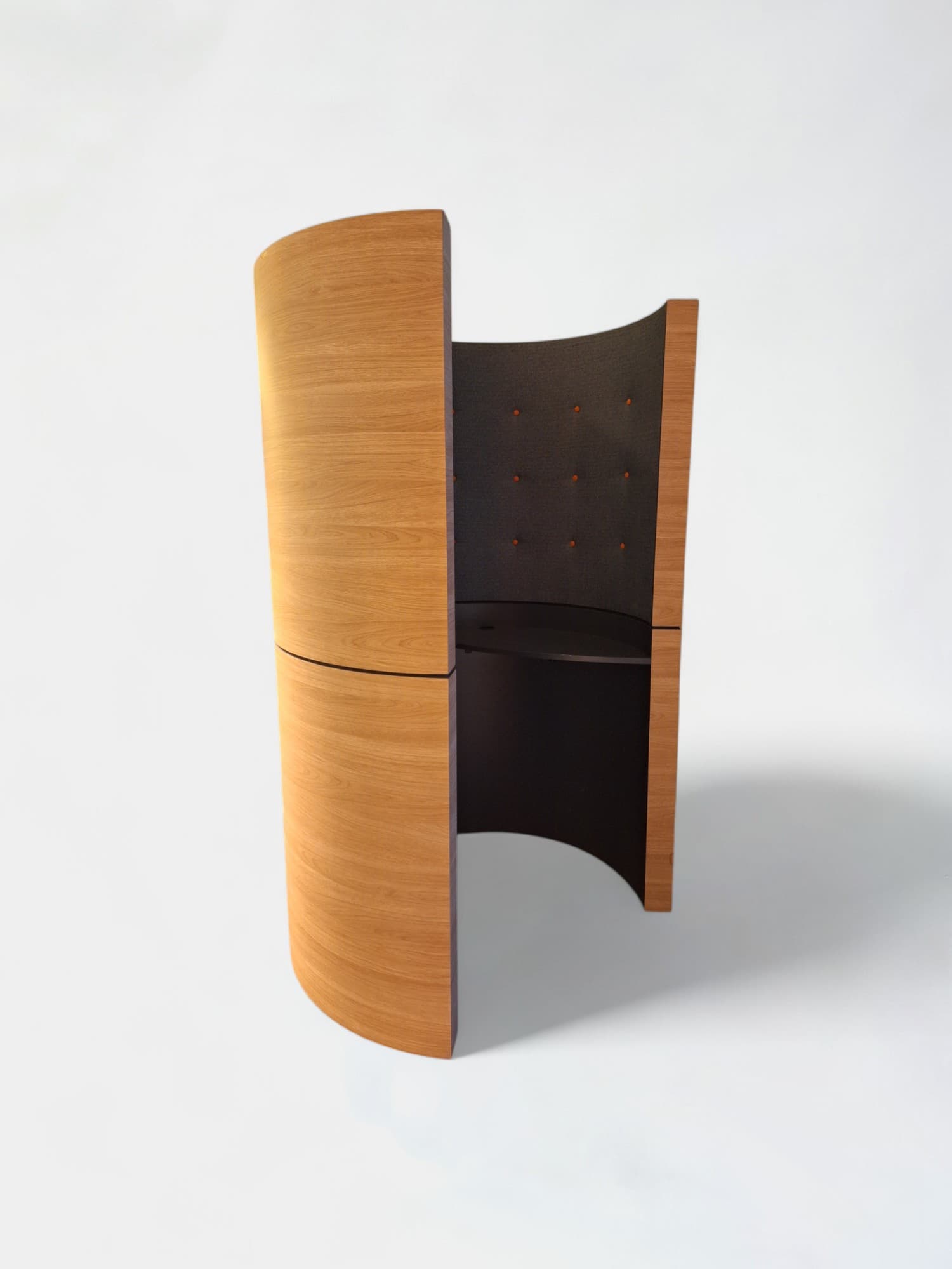 Telefooncel open hout en grijs