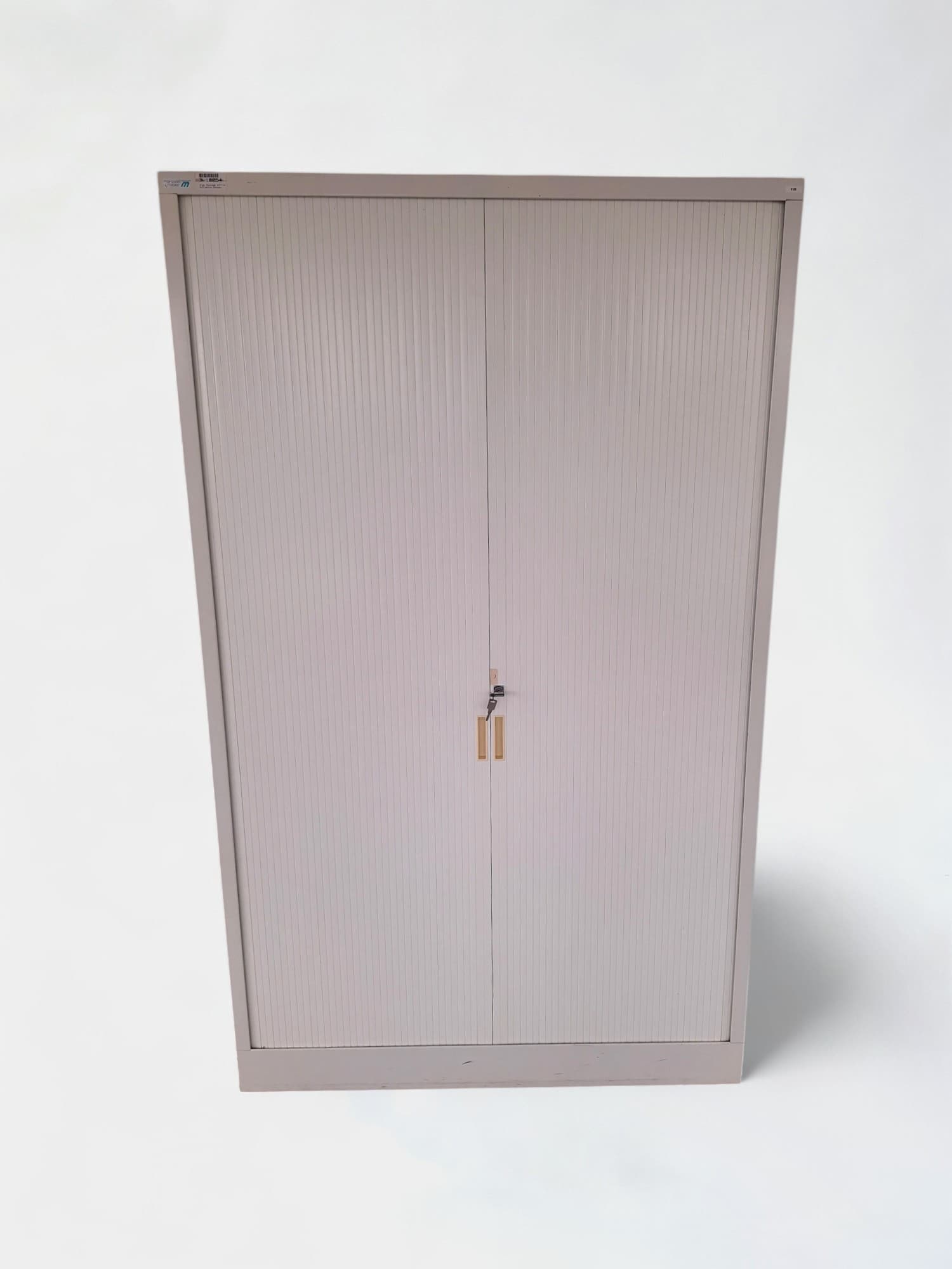 Meuble de rangement gris avec porte coulissante sans clé