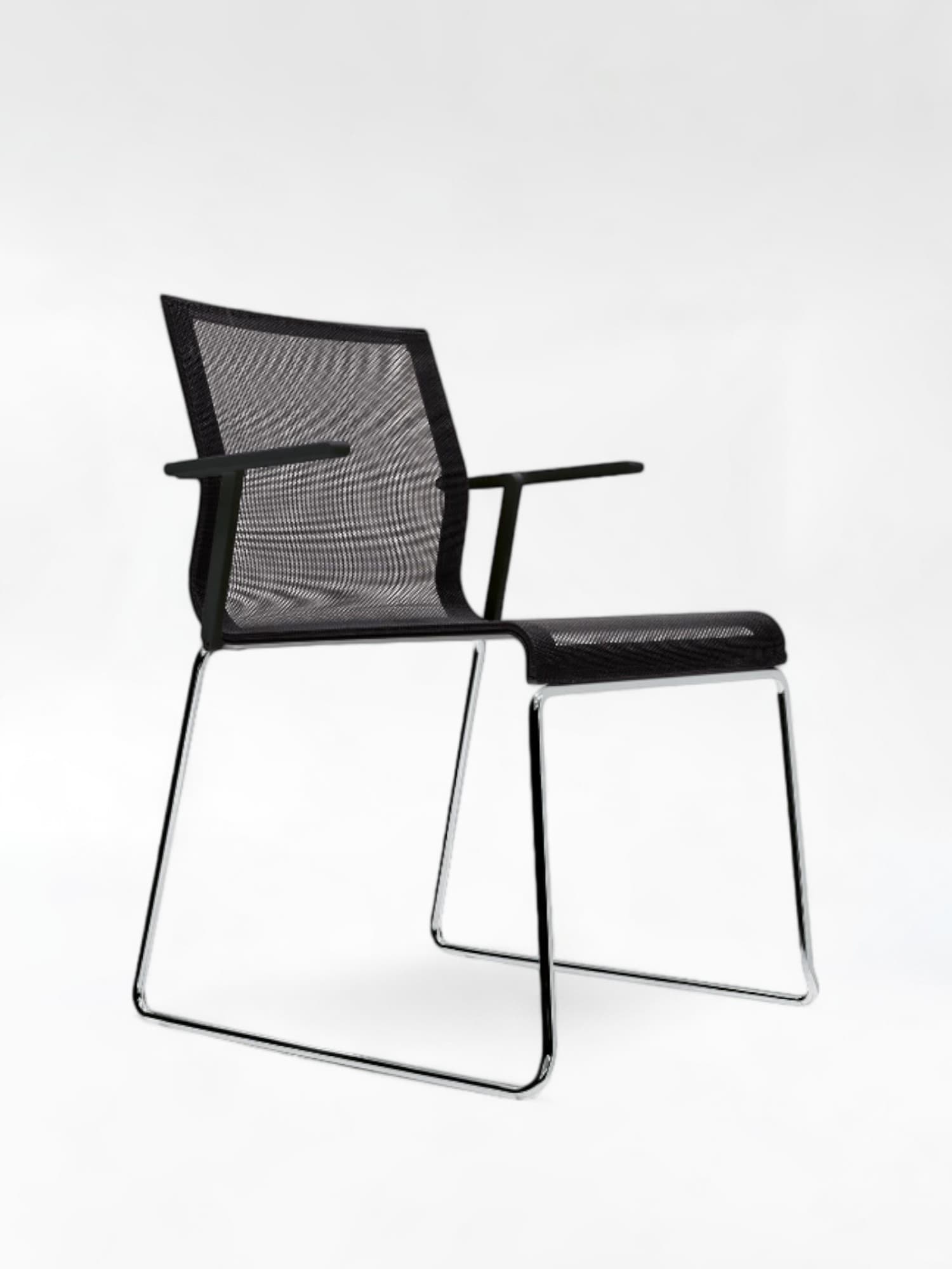 ICF Black Mesh Office Chair with armrests with metallic legs