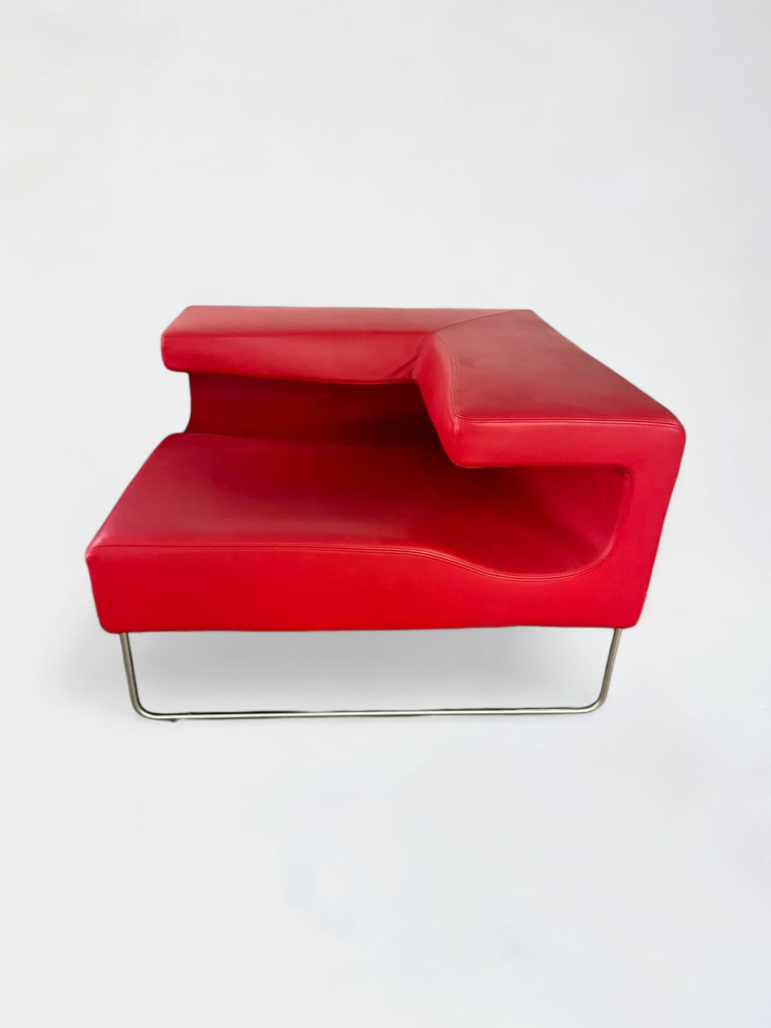 MOROSO Red leather Vintage Low Corner armchair by Patricia Urquiola for Moroso, 1999