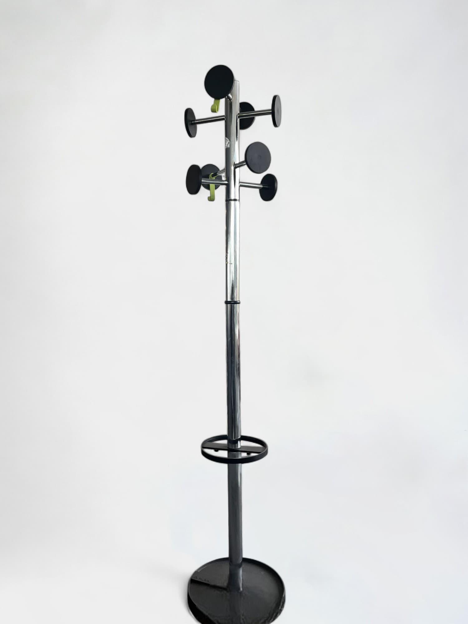 Metallic and Black Metal Coat Rack with Umbrella Holder