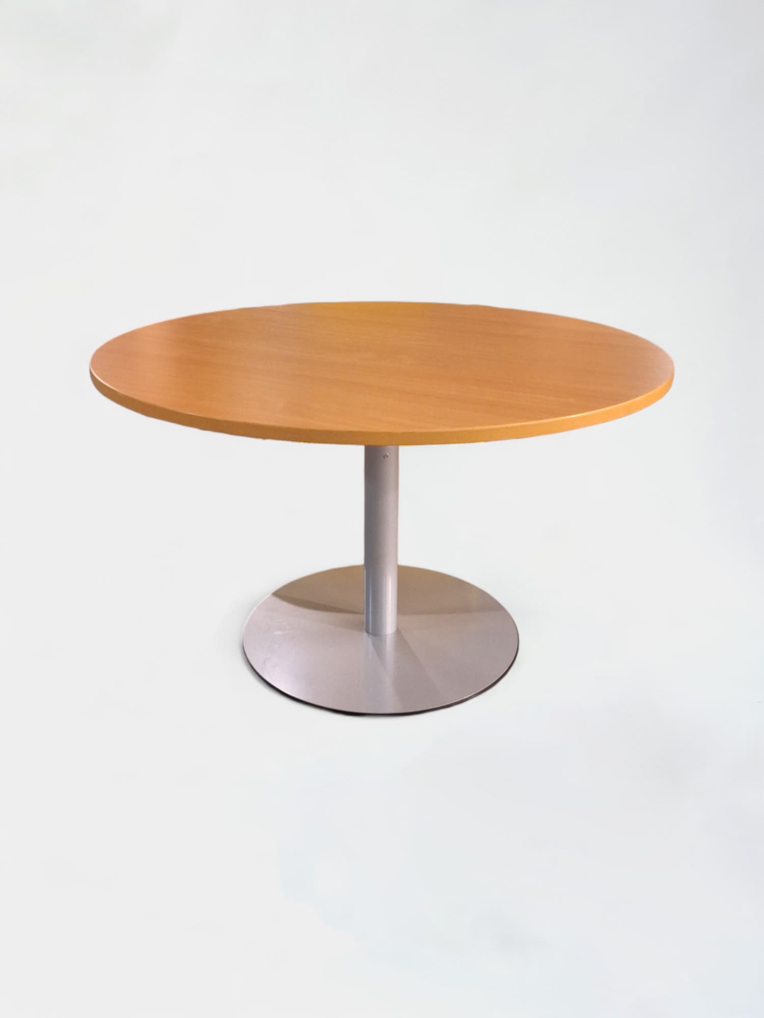 Laminate round table with grey leg