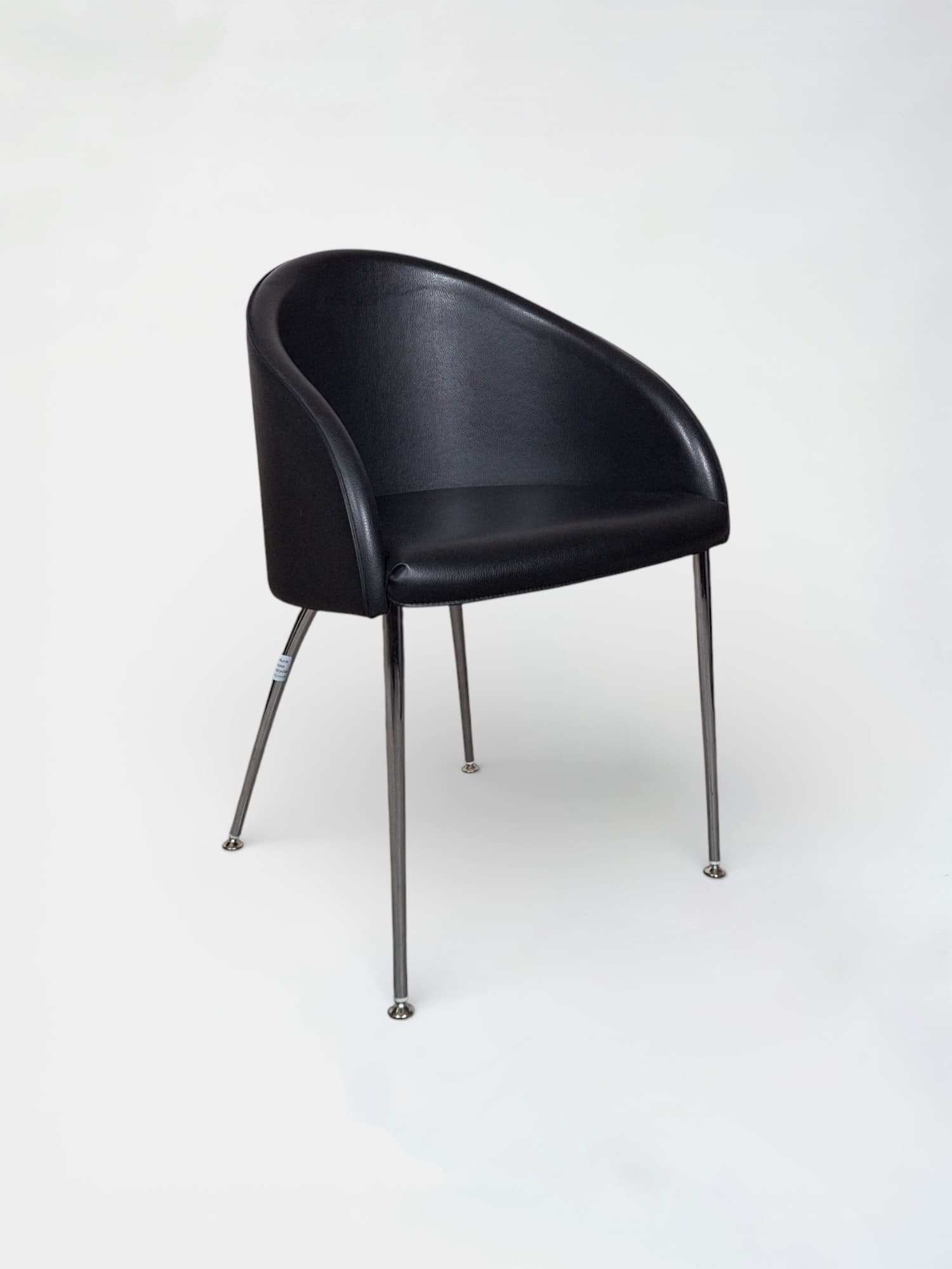 Kastel Kameo Chaise d'appoint en cuir noir avec pieds chromés