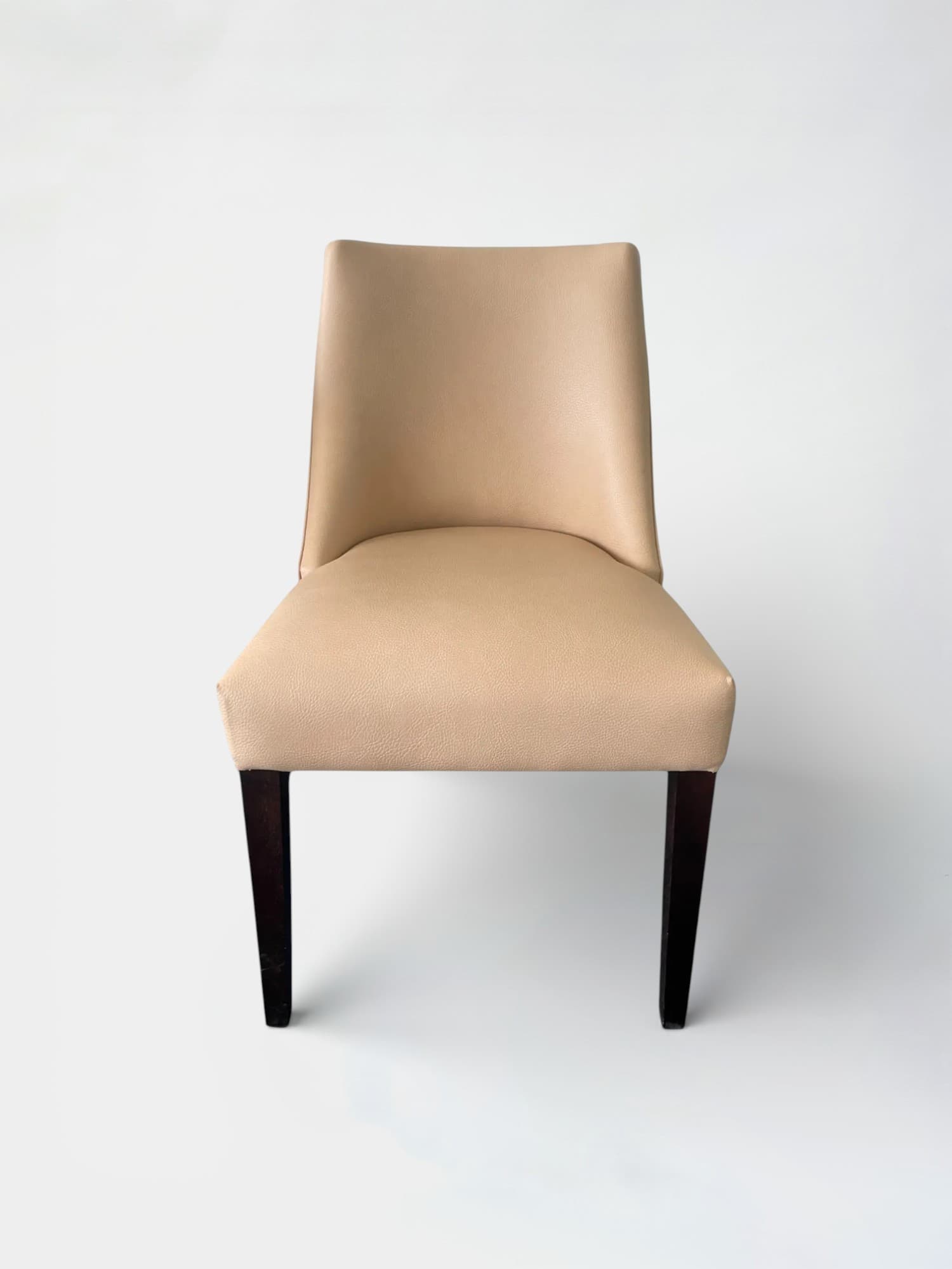 Beige Leather Chair with Wooden Legs