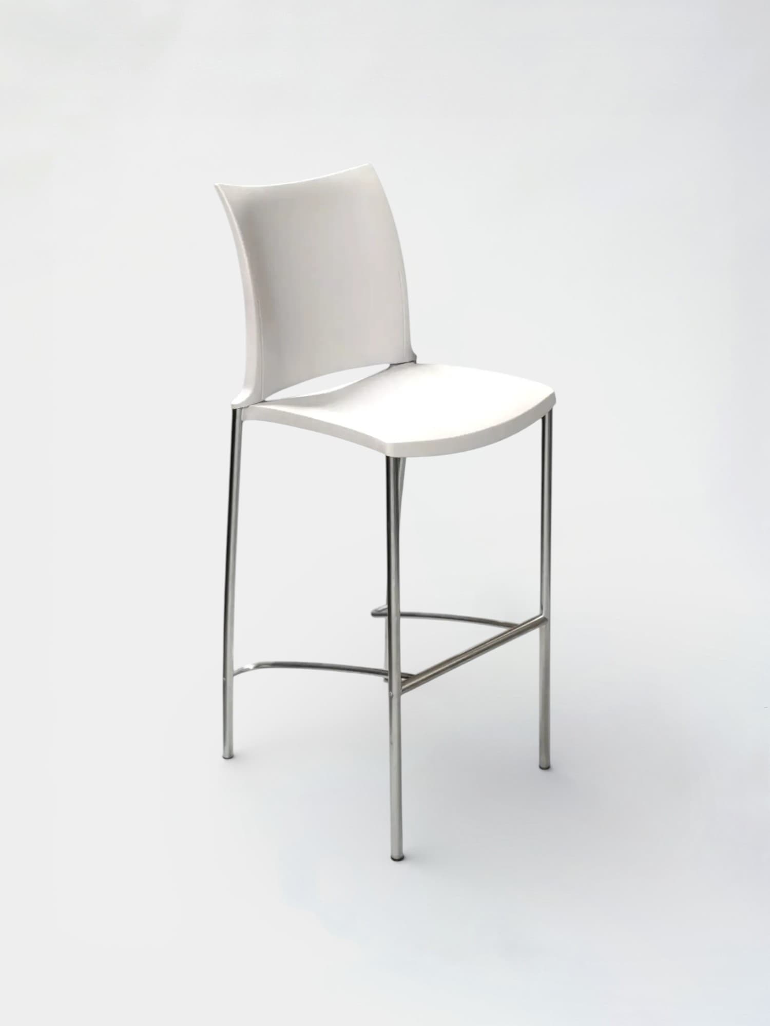 Kusch+Co Chaise de bar haute blanche avec structure chromée et repose-pieds