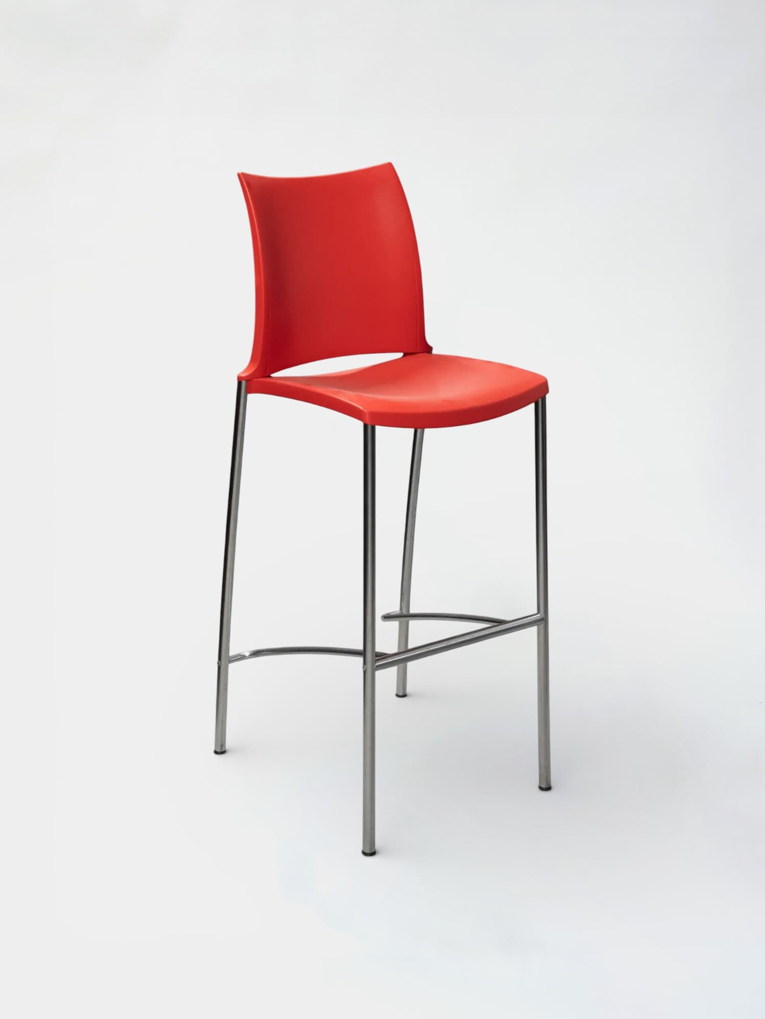 Kusch+Co Tabouret de bar haut rouge avec structure chromée et repose-pieds