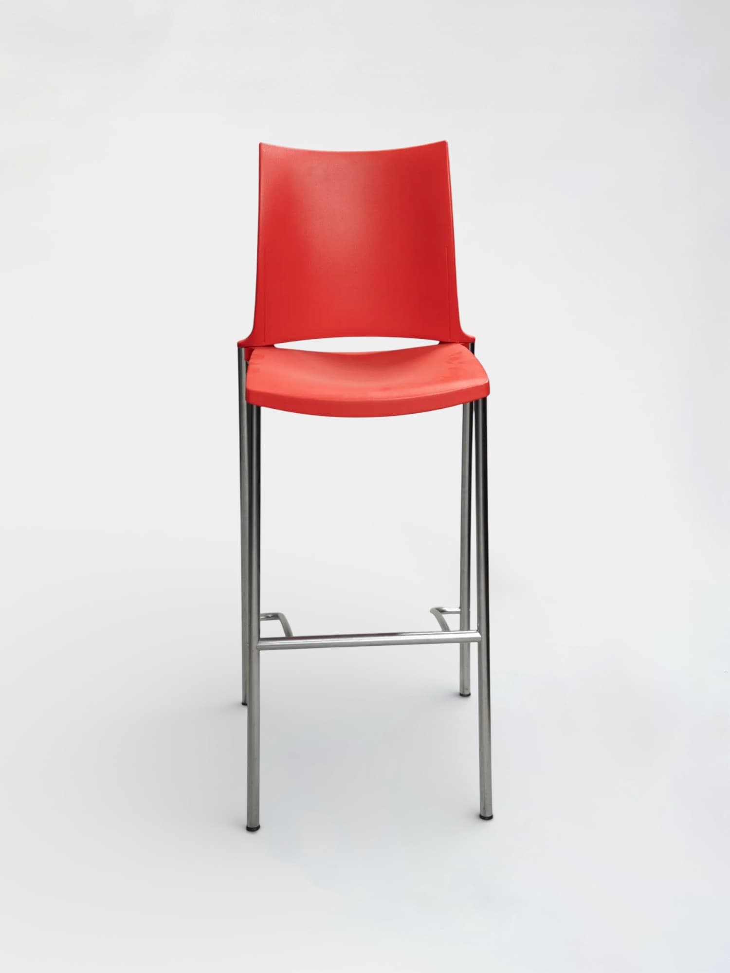 Kusch+Co Tabouret de bar haut rouge avec structure chromée et repose-pieds