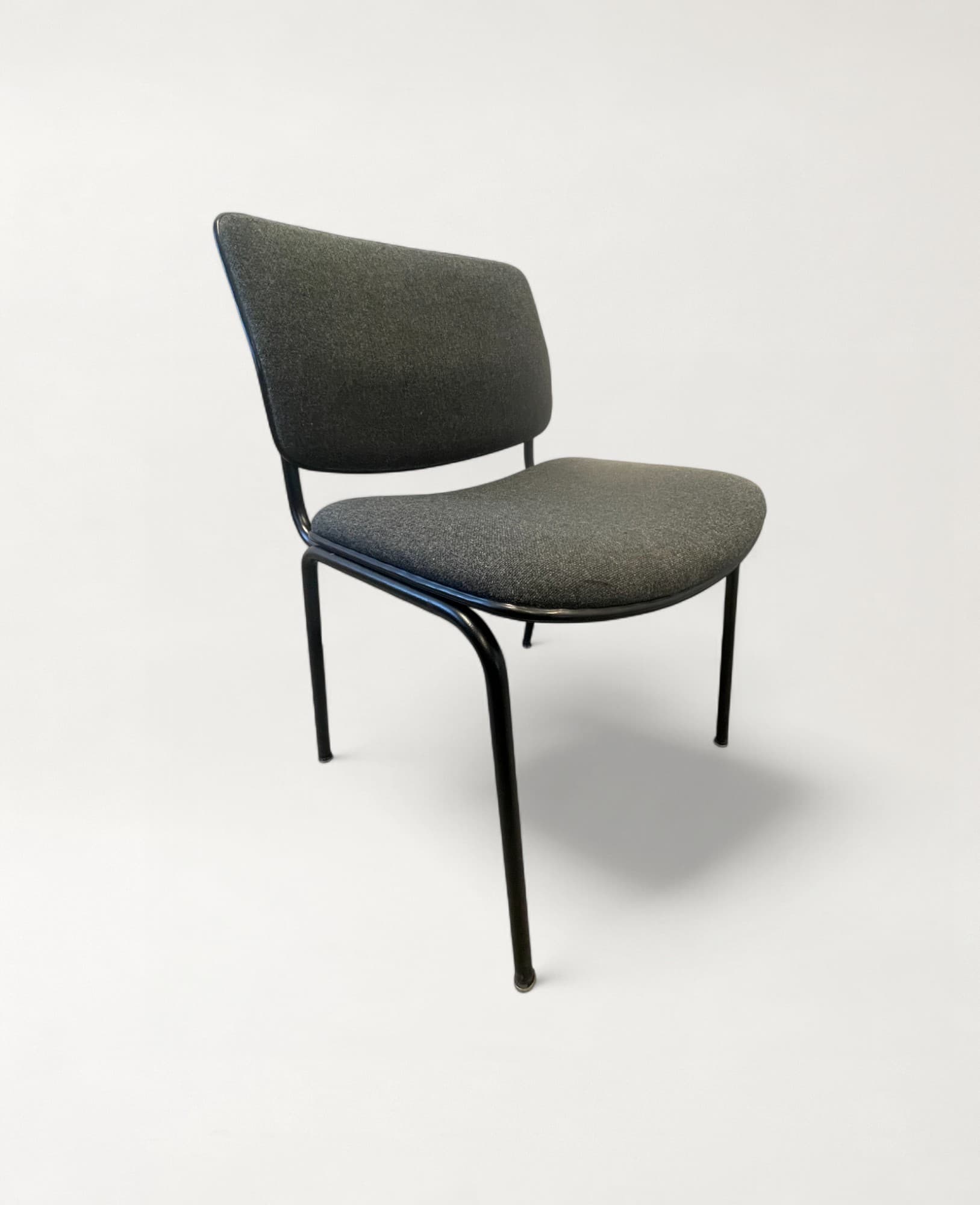 Vintage Gray Fabric Chair with Metal Legs