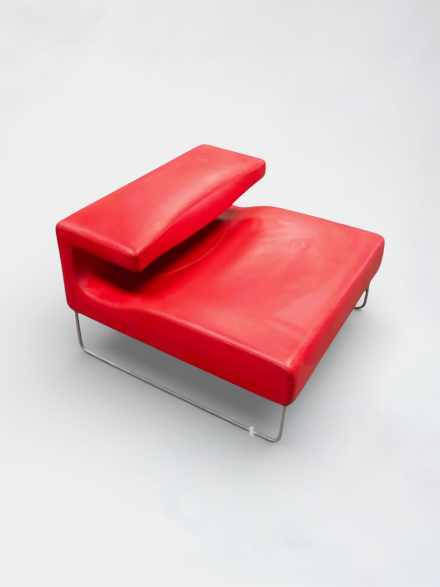 Lowseat armchair in red leather by Patricia Urquiola for Moroso, 1999