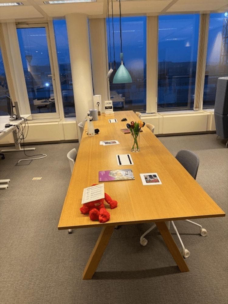 400cm Tan Wood Meeting Table with 2 white top access