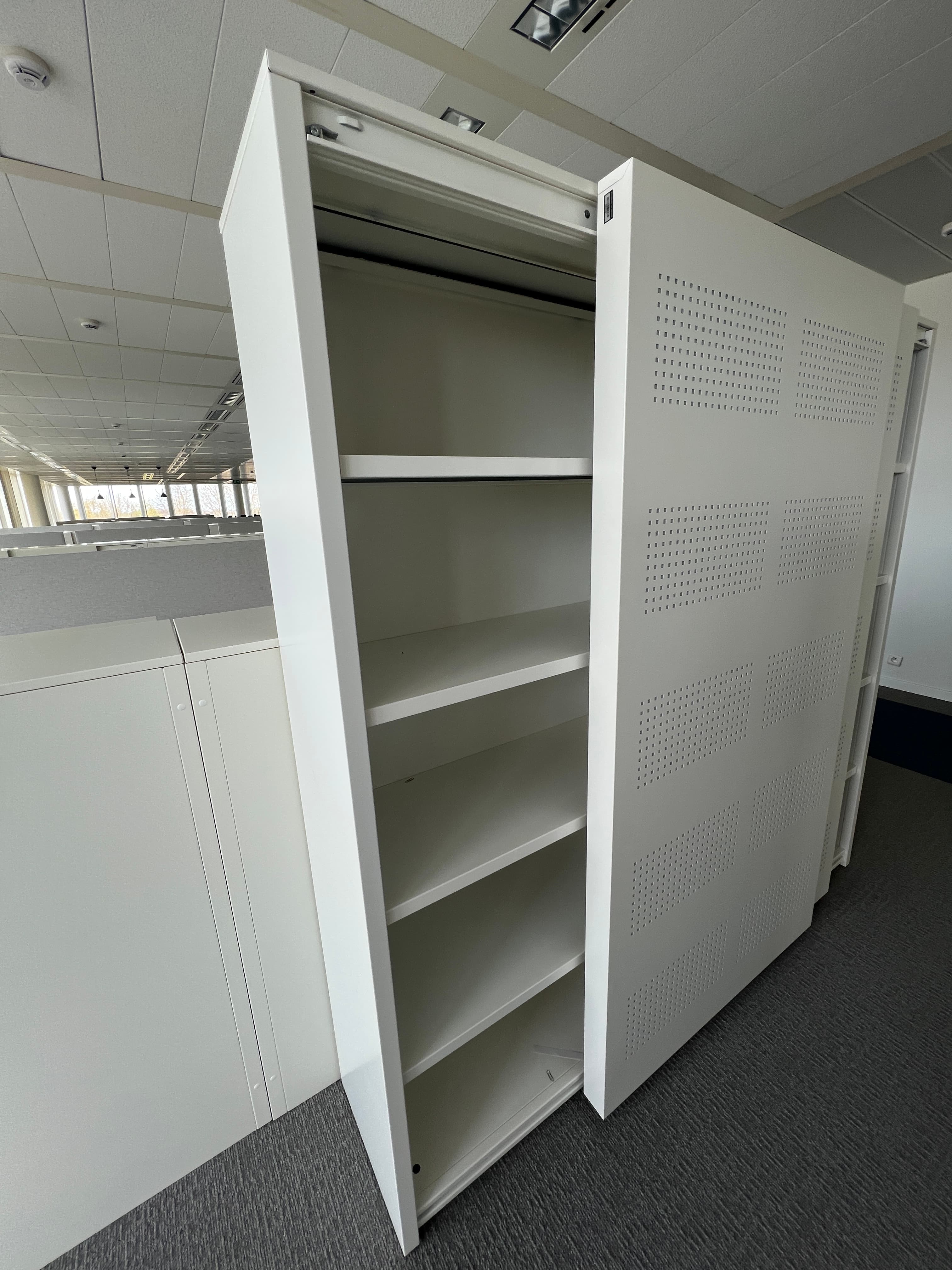 192cm Large White Metal Storage With Sliding Door