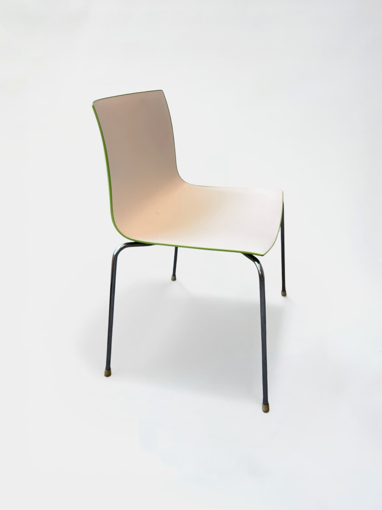 Arper White and Green Plastic Chair