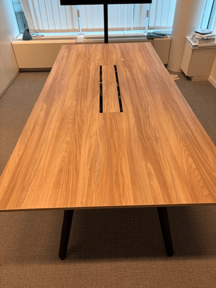 240cm Black and Brown Wood Meeting Table