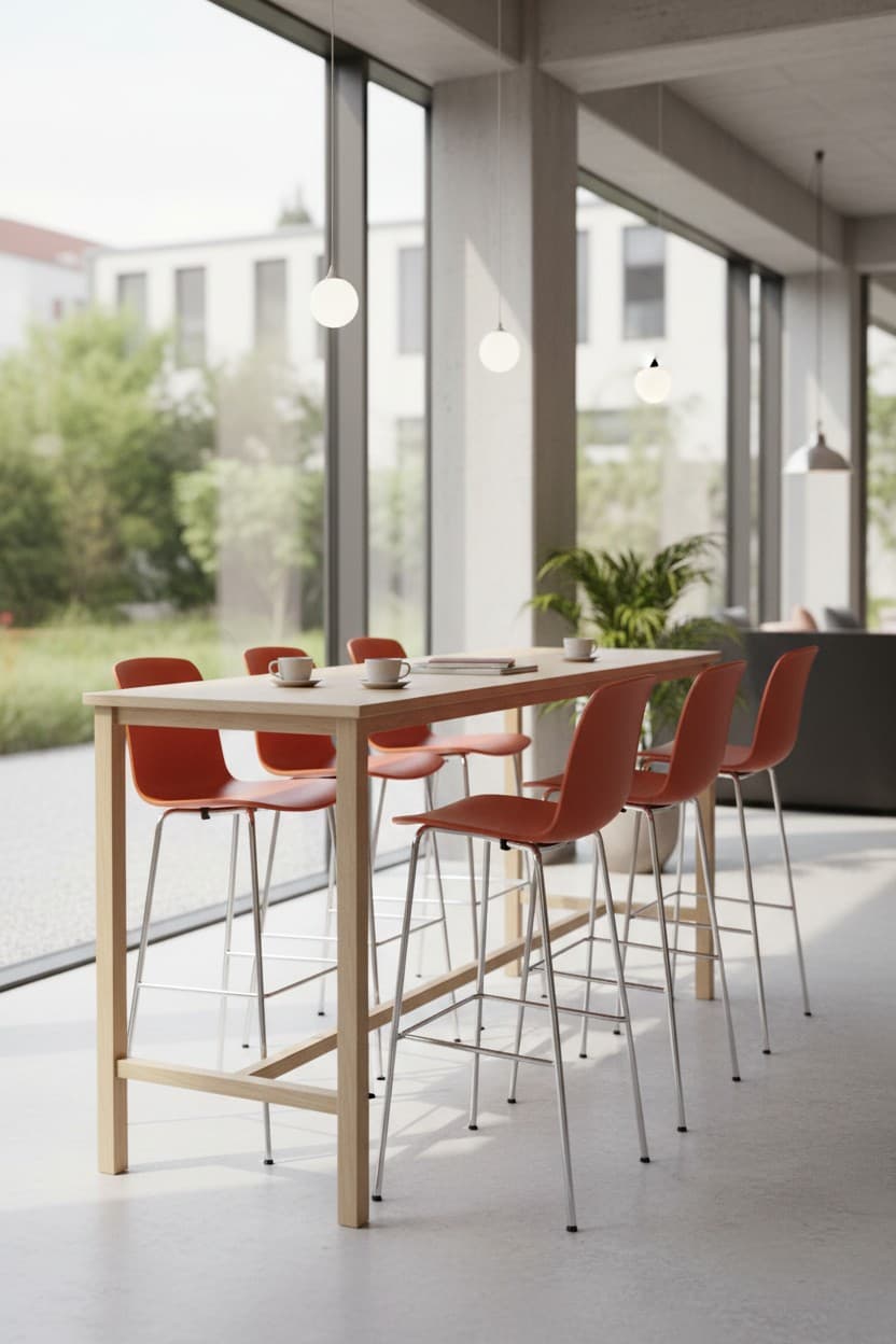 Vitra HAL RE Orange High chair with metallic legs - Jasper Morrison