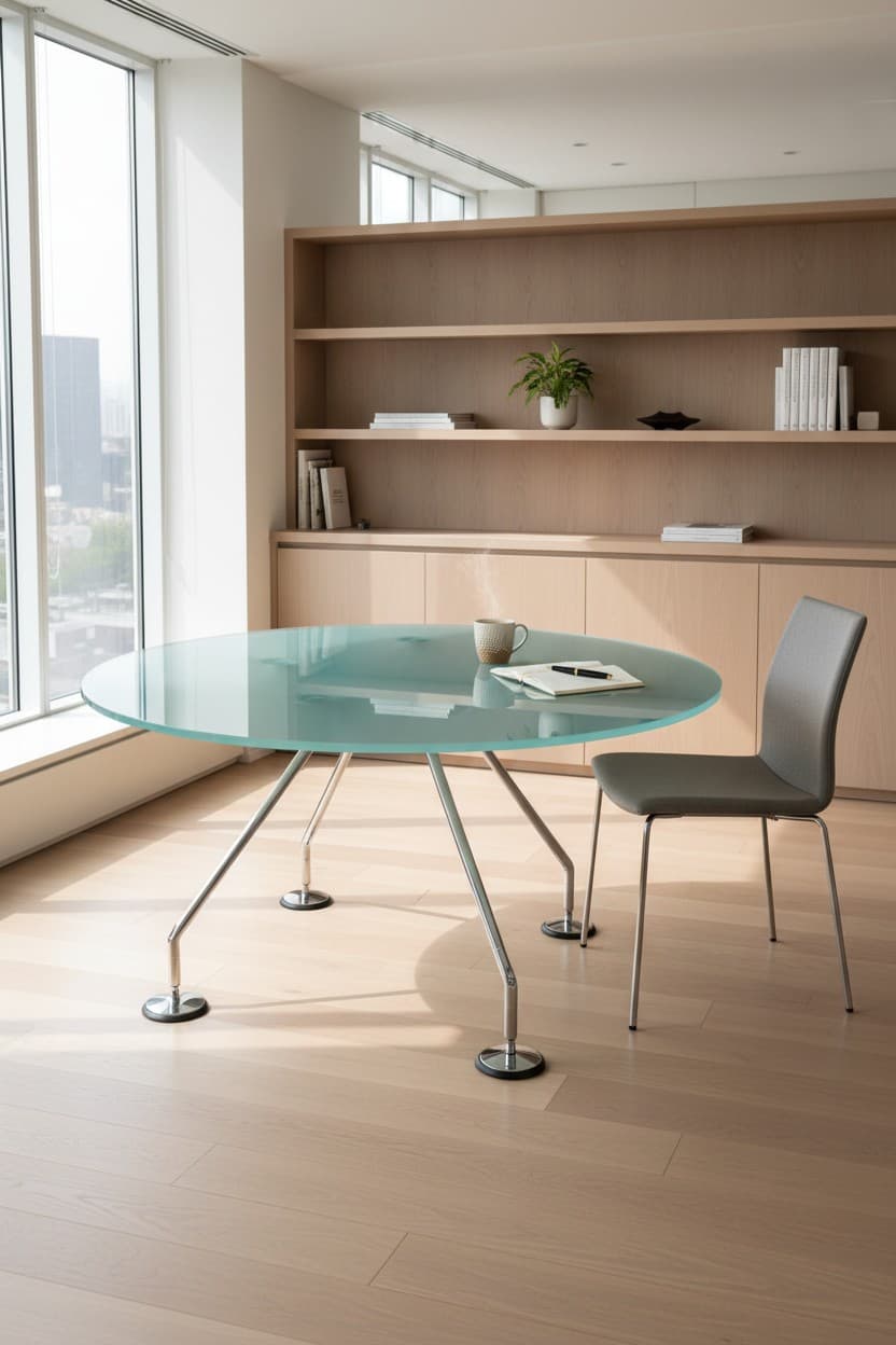 Vitra NORMAN FOSTER 1935 'Nomos' Table pour Tecno 1986 - verre opaque