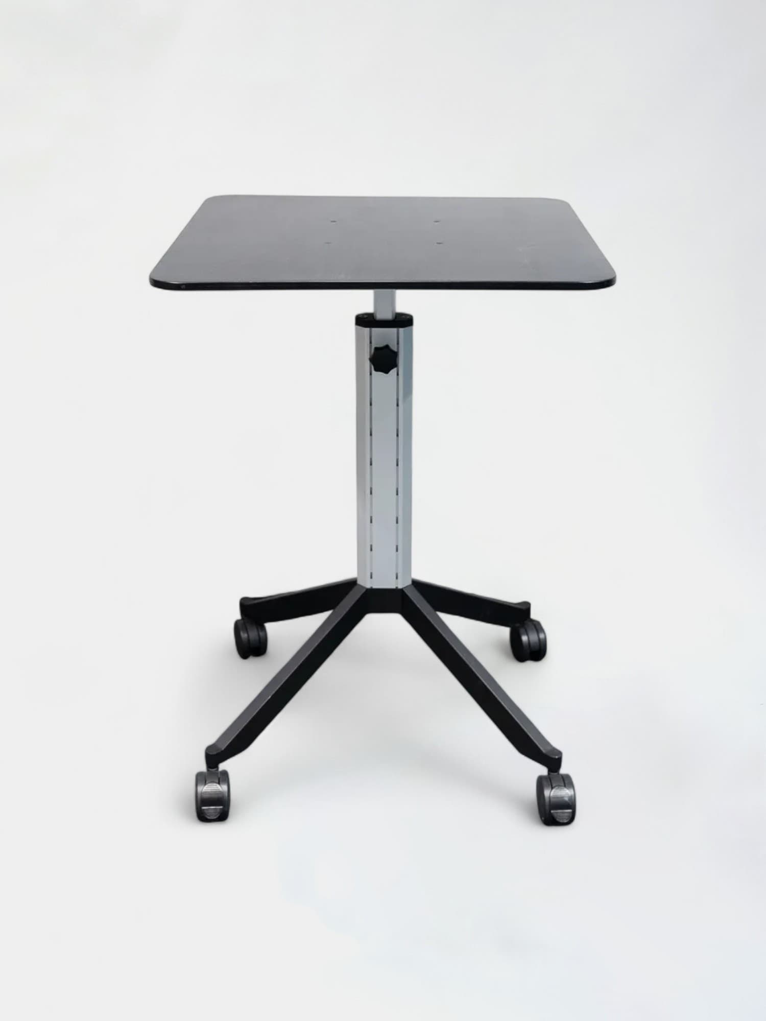 Black mobile 65cm table with height-adjustable on wheels