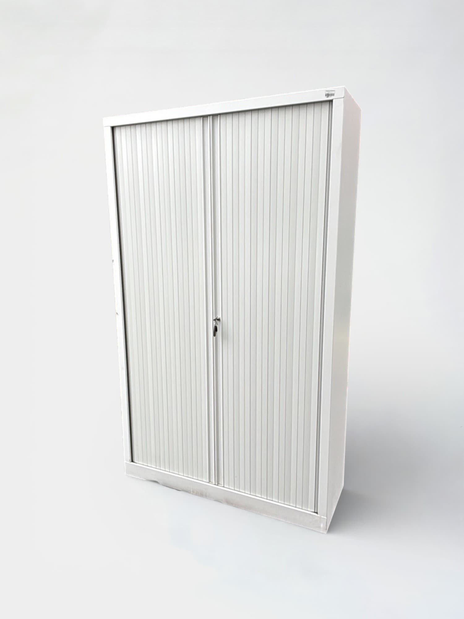 200cm light grey metal storage cabinet with sliding doors