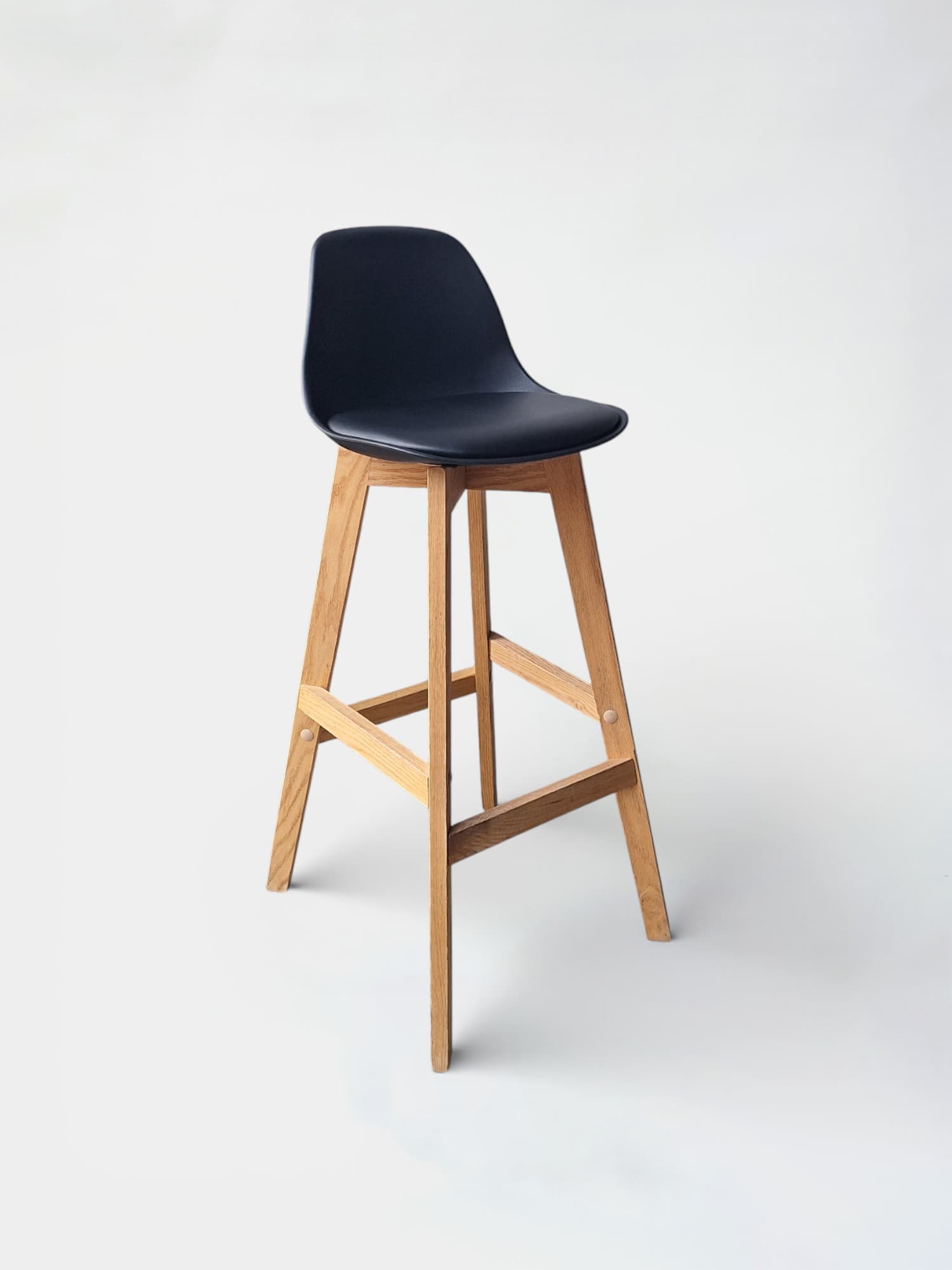 Maison du Monde Black Bar Stool with Wooden Legs