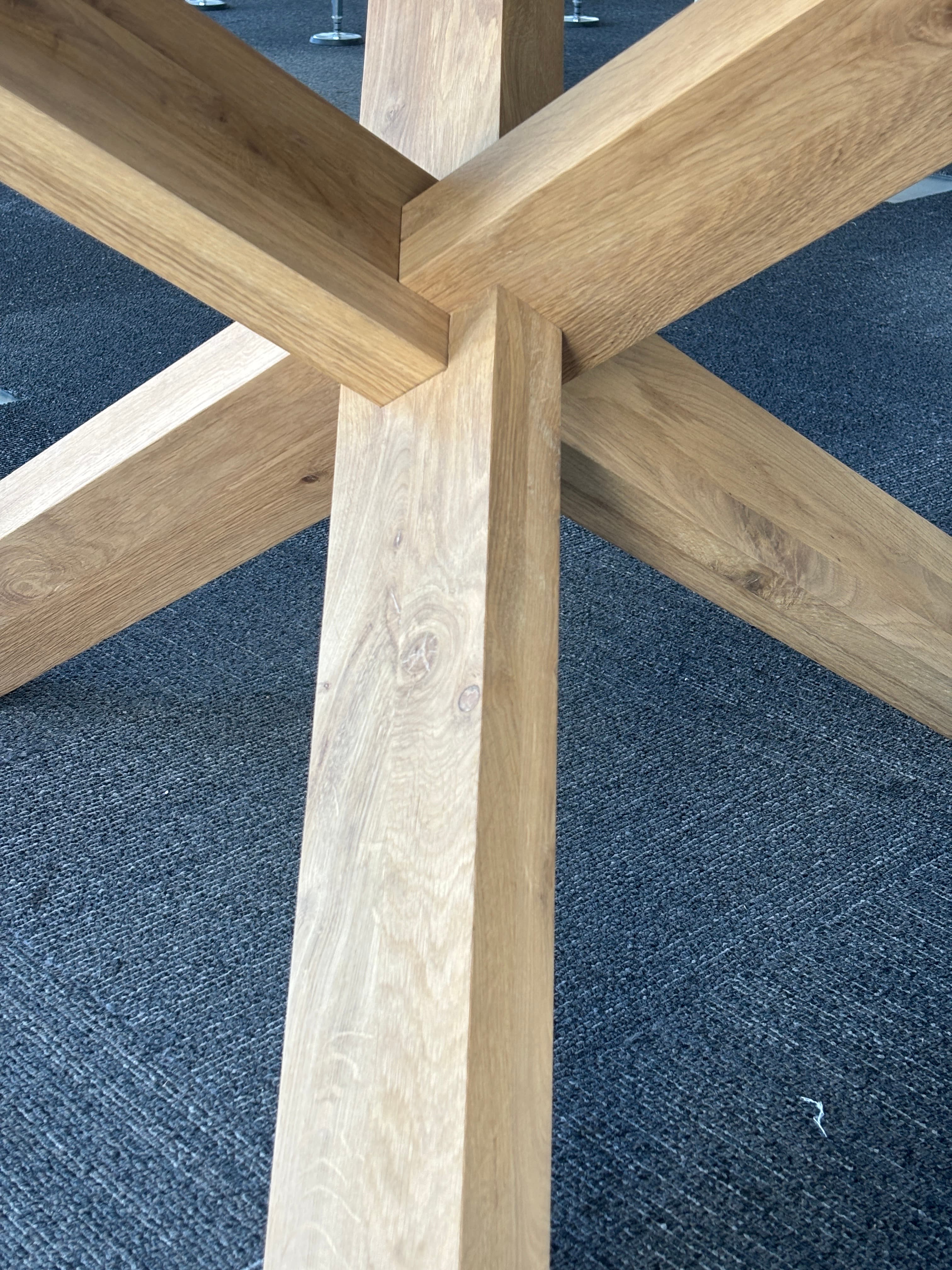 Ethnicraft Mikado 160cm Circle Round Dining Table Solid Oak, Crossed Central Base