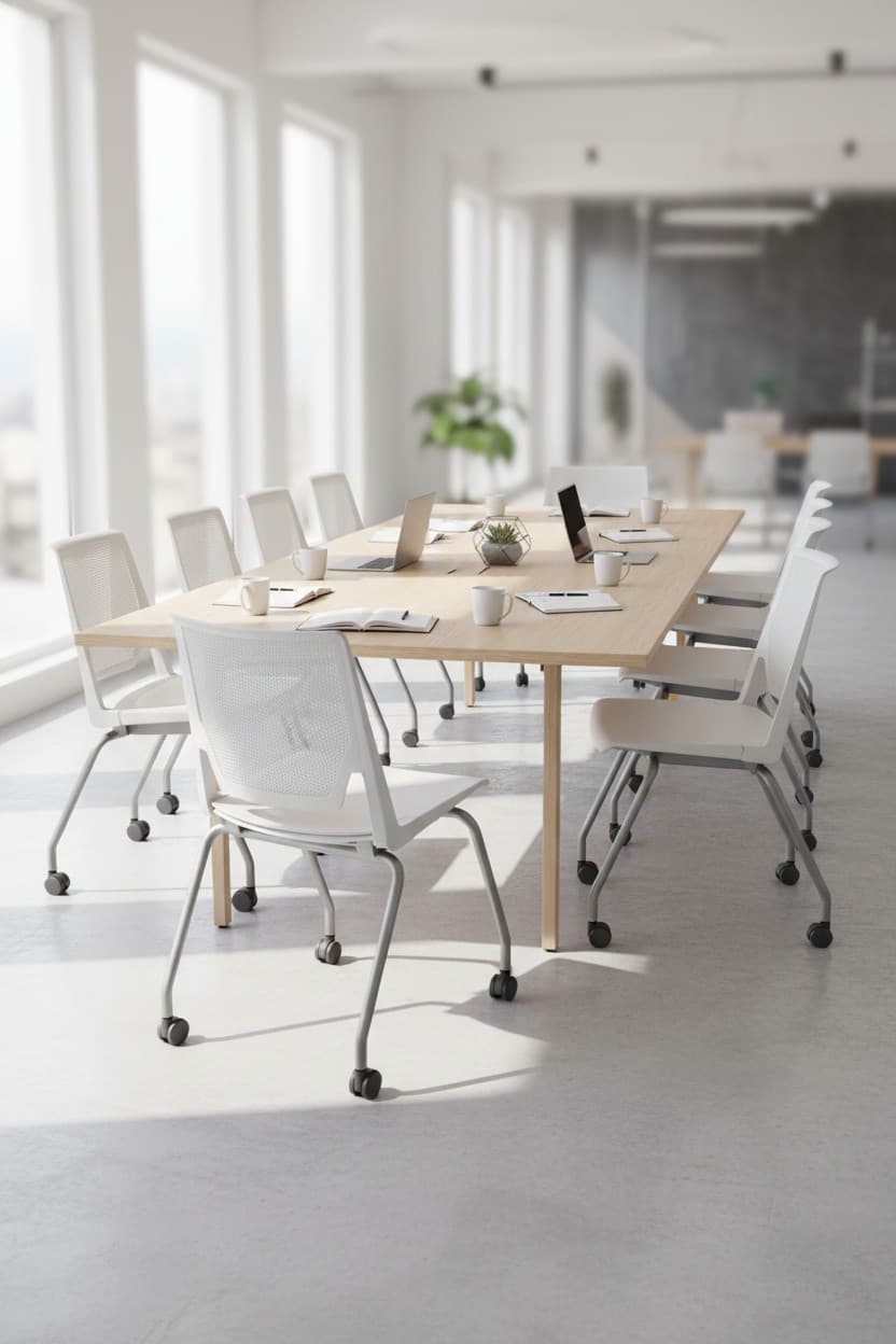 HAWORTH Witte Plastic Bureaustoel met Ademende Rugleuning op Wielen