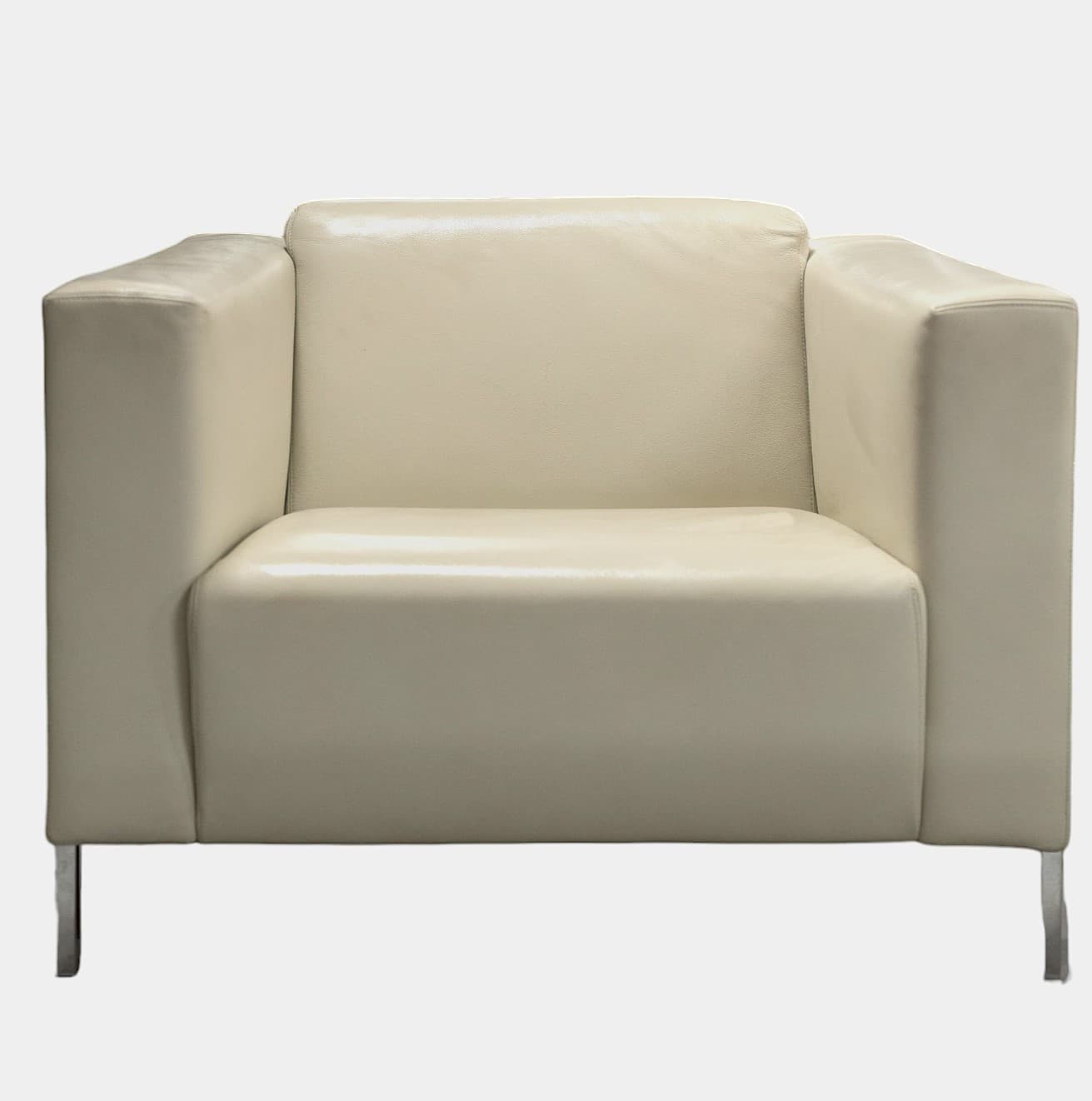 Moroso witte crèmeleren bank met aluminium poten