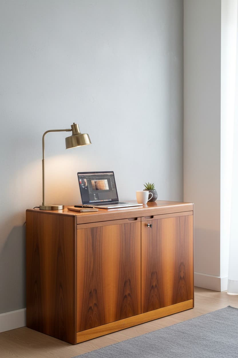 Vintage walnut wood storage