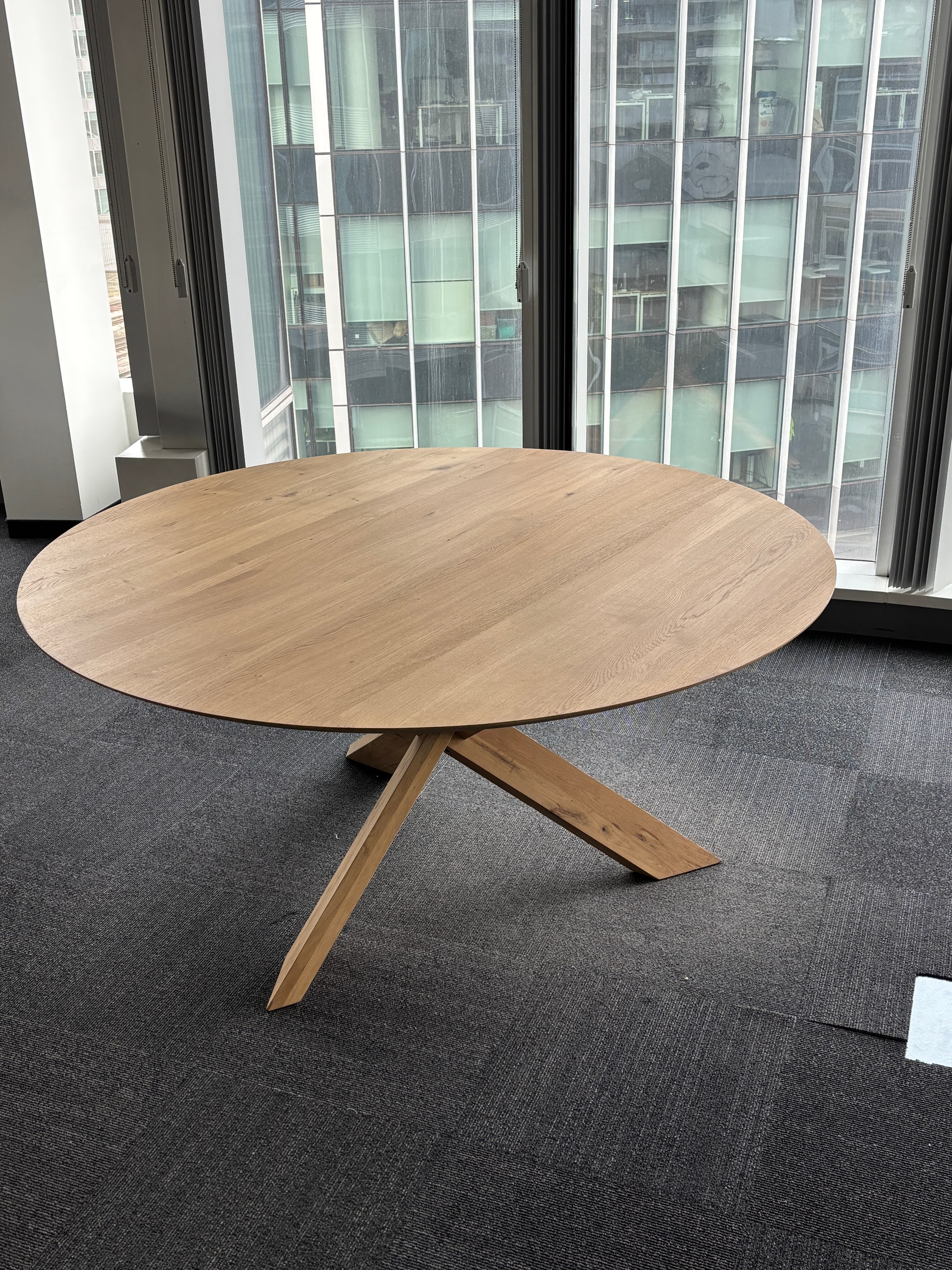 Ethnicraft Mikado 160cm Circle Round Dining Table Solid Oak, Crossed Central Base